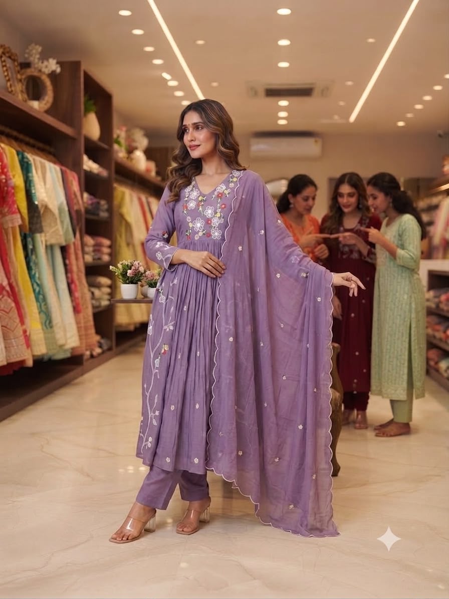 LG 2131 Lavender Mul Chanderi Salwar Suit with Embroidery Work & Sequins Work. Festive Deal ₹2199. Delivery 4-6 Working Days. Shop nowp | Jump Suits, Salwar suit, Casual Suits, Creative suits, Designer Suits, Palazzo Suits, Party Wear Suits, Patiala Suits, Straight Suits