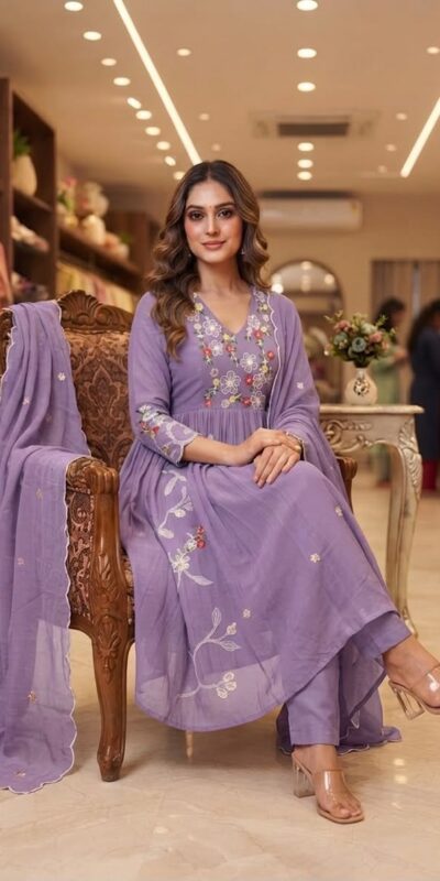 LG 2131 Lavender Mul Chanderi Salwar Suit with Embroidery Work & Sequins Work. Festive Deal ₹2199. Delivery 4-6 Working Days. Shop nowp | Jump Suits, Salwar suit, Casual Suits, Creative suits, Designer Suits, Palazzo Suits, Party Wear Suits, Patiala Suits, Straight Suits