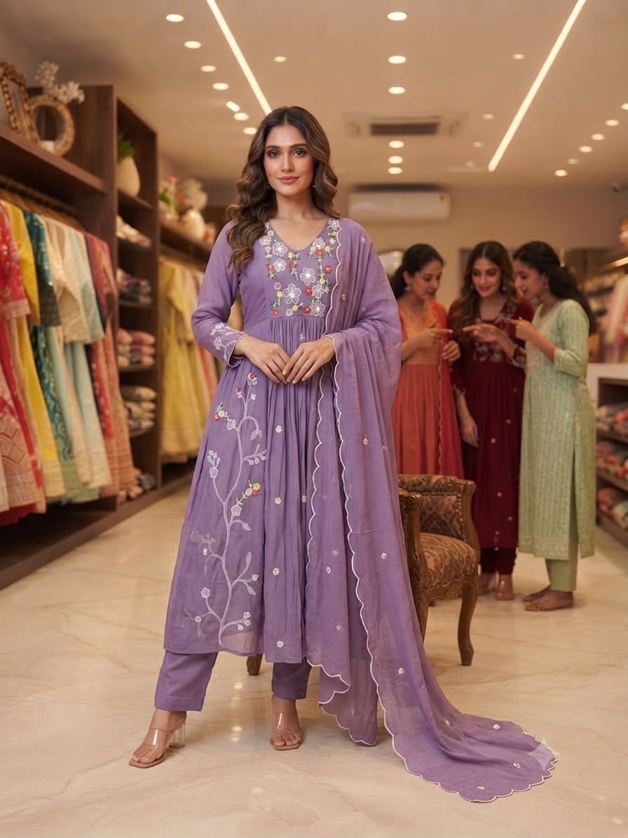 LG 2131 Lavender Mul Chanderi Salwar Suit with Embroidery Work & Sequins Work. Festive Deal ₹2199. Delivery 4-6 Working Days. Shop nowp | Jump Suits, Salwar suit, Casual Suits, Creative suits, Designer Suits, Palazzo Suits, Party Wear Suits, Patiala Suits, Straight Suits