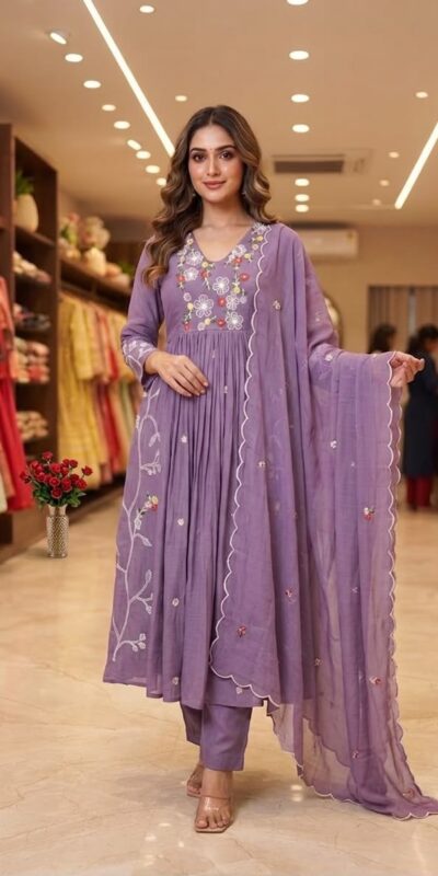LG 2131 Lavender Mul Chanderi Salwar Suit with Embroidery Work & Sequins Work. Festive Deal ₹2199. Delivery 4-6 Working Days. Shop nowp | Jump Suits, Salwar suit, Casual Suits, Creative suits, Designer Suits, Palazzo Suits, Party Wear Suits, Patiala Suits, Straight Suits
