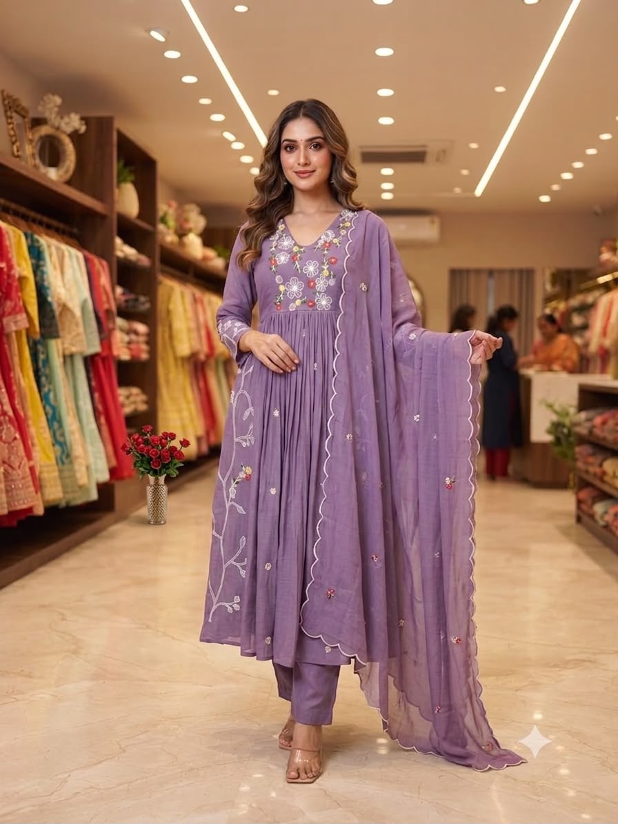 LG 2131 Lavender Mul Chanderi Salwar Suit with Embroidery Work & Sequins Work. Festive Deal ₹2199. Delivery 4-6 Working Days. Shop nowp | Jump Suits, Salwar suit, Casual Suits, Creative suits, Designer Suits, Palazzo Suits, Party Wear Suits, Patiala Suits, Straight Suits