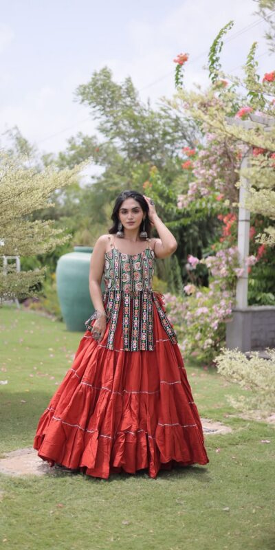 KA 5075 Rust Kora Cotton Lehenga Choli erfect for Wedding, Party, Haldi, Traditional Day, Makar Sankranti – . Special Price ₹2899. Delivery 4-6 Working | Lehenga, Bollywood Lehenga, Creative Lehenga, Designer Lehenga, Embroidered Lehenga, Party Wear Lehenga