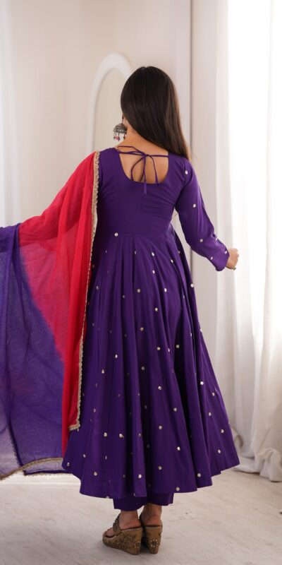 ZF 5023 Purple Roman Silk Gown with Mirror Work & Embroidery Work. Special Price ₹2099. Delivery 4-6 Working Days. Shop now. | Gowns, Bollywood Gowns, Creative Gowns, Designer Gowns, Embroidered Gowns, Party Wear Gowns