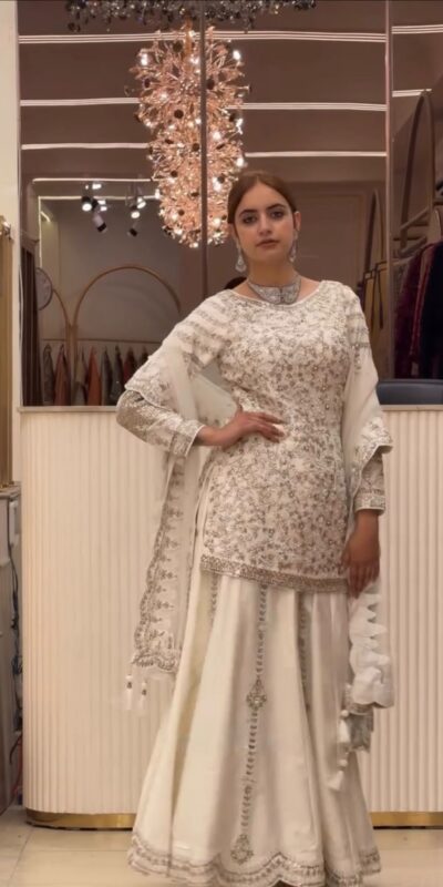 DB 47 White Faux Georgette Salwar Suit with Mirror Work & Embroidery Work. Get it for ₹2399. Delivery 4-6 Working Days. Shop now. | Jump Suits, Salwar suit, Casual Suits, Creative suits, Designer Suits, Palazzo Suits, Party Wear Suits, Patiala Suits, Straight Suits