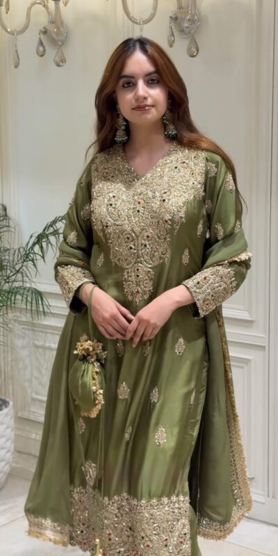 NSR 906 Mehandi Roman Silk Salwar Suit with Sequins Work & Embroidery Work. Available at ₹2449 only. Delivery 4-6 Working Days. Shop now. | Jump Suits, Salwar suit, Casual Suits, Creative suits, Designer Suits, Palazzo Suits, Party Wear Suits, Patiala Suits, Straight Suits