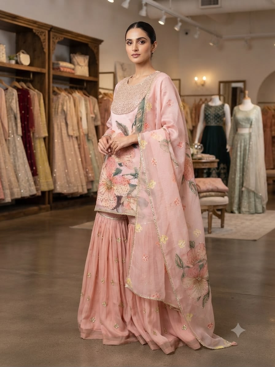 LG 2130 Peach Soft Organza Salwar Suit with Embroidery Work & Cut Work. Available at ₹2399 only. Delivery 4-6 Working Days. Shop now. | Jump Suits, Salwar suit, Casual Suits, Creative suits, Designer Suits, Palazzo Suits, Party Wear Suits, Patiala Suits, Straight Suits