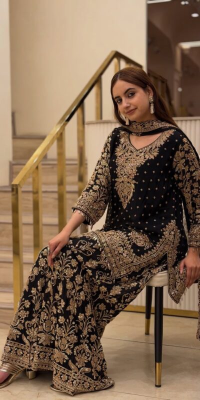 KF 1733 Black Faux Georgette Salwar Suit with Mirror Work & Embroidery Work. Get it for ₹2849. Delivery 4-6 Working Days. Shop now. | Jump Suits, Salwar suit, Casual Suits, Creative suits, Designer Suits, Palazzo Suits, Party Wear Suits, Patiala Suits, Straight Suits