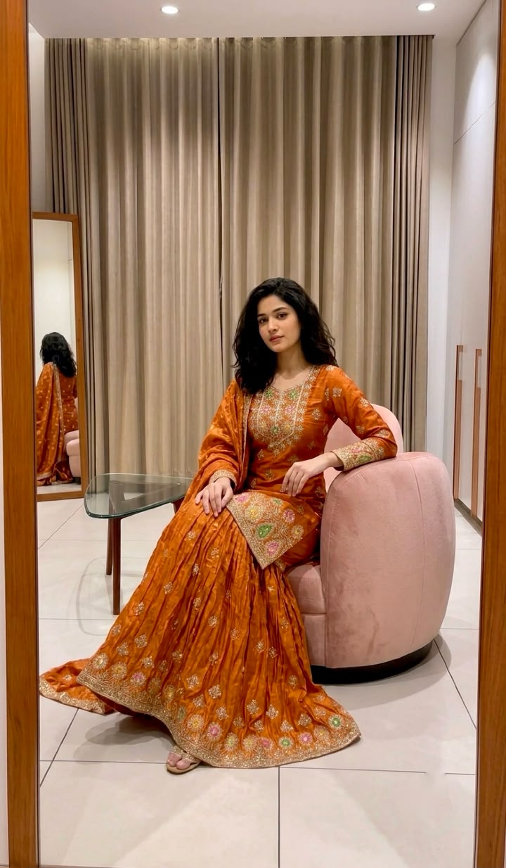 WW 1276 Rust Pure Endy Silk Salwar Suit with Embroidery Work & Sequins Work. Exclusive Offer ₹2399. Delivery 4-6 Working Days. Shop now. | Jump Suits, Salwar suit, Casual Suits, Creative suits, Designer Suits, Palazzo Suits, Party Wear Suits, Patiala Suits, Straight Suits