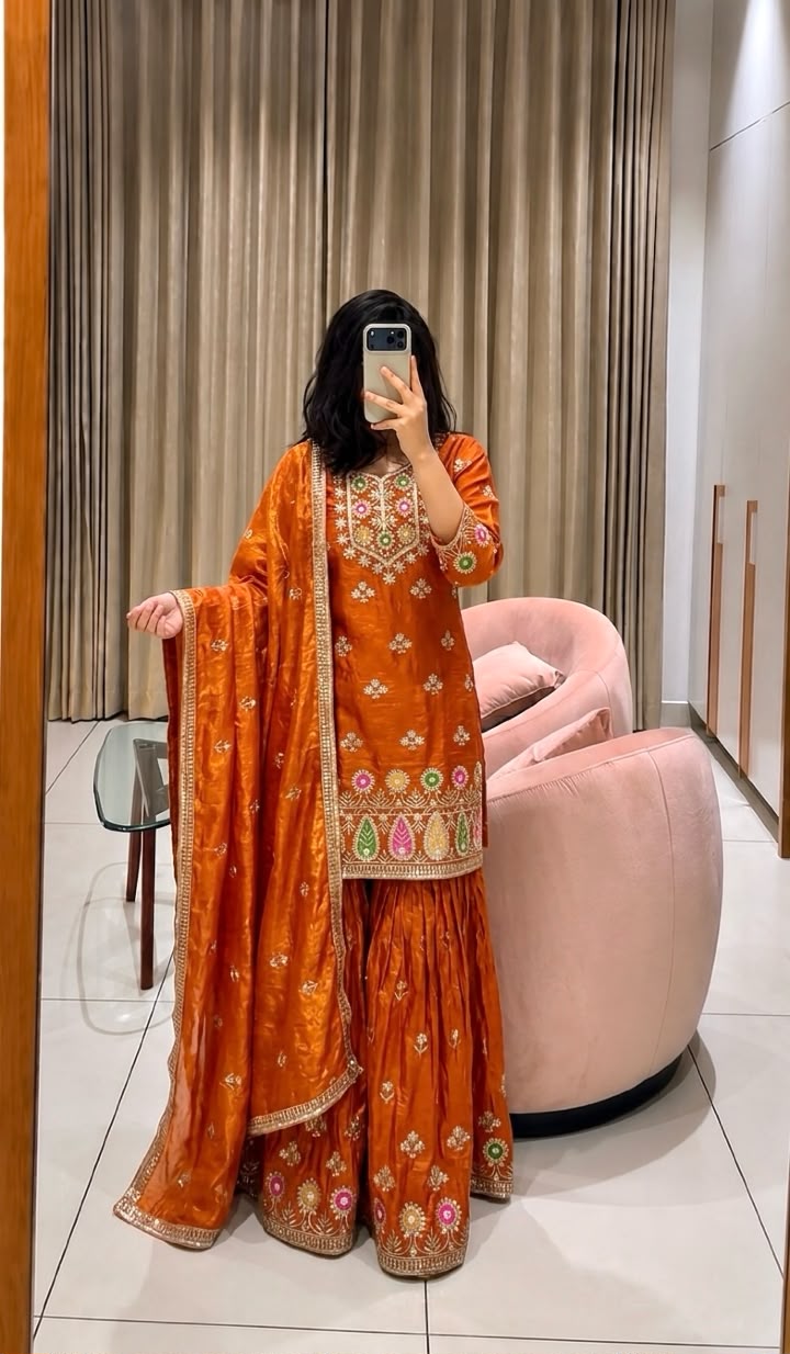 WW 1276 Rust Pure Endy Silk Salwar Suit with Embroidery Work & Sequins Work. Exclusive Offer ₹2399. Delivery 4-6 Working Days. Shop now. | Jump Suits, Salwar suit, Casual Suits, Creative suits, Designer Suits, Palazzo Suits, Party Wear Suits, Patiala Suits, Straight Suits