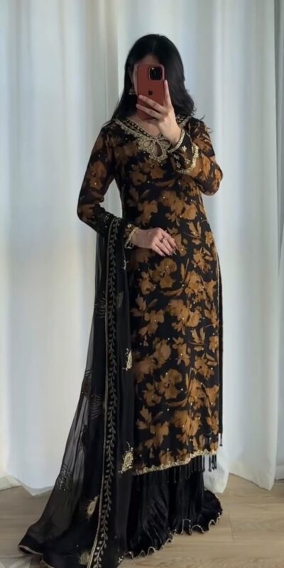 SRK 5366 Black l Faux Georgette Salwar Suit with Mirror Work & Embroidery Work. Get it for ₹2349. Delivery 4-6 Working Days. Shop now. | Jump Suits, Salwar suit, Casual Suits, Creative suits, Designer Suits, Palazzo Suits, Party Wear Suits, Patiala Suits, Straight Suits