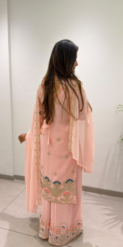 BE 486 Peach Faux Georgette Salwar Suit with Mirror Work & Embroidery Work. Get it for ₹2449. Delivery 4-6 Working Days. Shop now. | Jump Suits, Salwar suit, Casual Suits, Creative suits, Designer Suits, Palazzo Suits, Party Wear Suits, Patiala Suits, Straight Suits