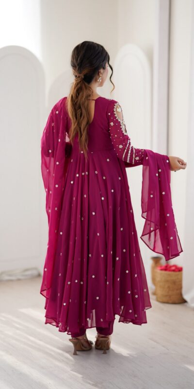 JF 056 Pink Faux Georgette Salwar Suit with Mirror Work & Embroidery Work. Get it for ₹2349. Delivery 4-6 Working Days. Shop now. | Jump Suits, Salwar suit, Casual Suits, Creative suits, Designer Suits, Palazzo Suits, Party Wear Suits, Patiala Suits, Straight Suits