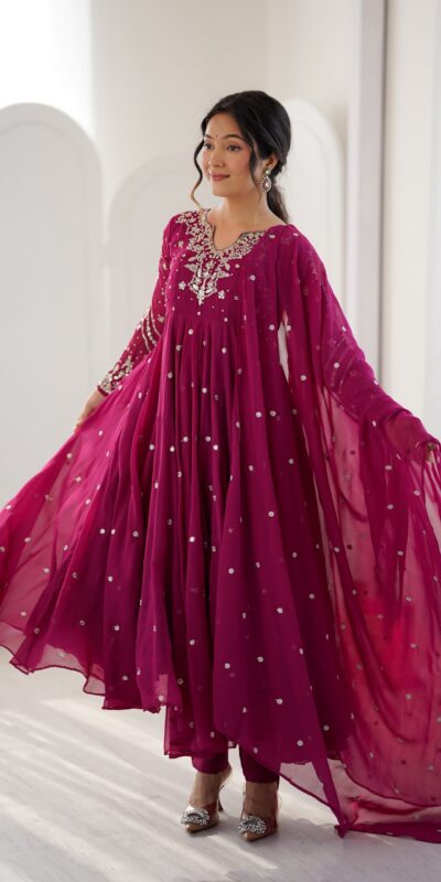 JF 056 Pink Faux Georgette Salwar Suit with Mirror Work & Embroidery Work. Get it for ₹2349. Delivery 4-6 Working Days. Shop now. | Jump Suits, Salwar suit, Casual Suits, Creative suits, Designer Suits, Palazzo Suits, Party Wear Suits, Patiala Suits, Straight Suits
