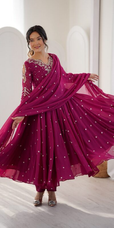 JF 056 Pink Faux Georgette Salwar Suit with Mirror Work & Embroidery Work. Get it for ₹2349. Delivery 4-6 Working Days. Shop now. | Jump Suits, Salwar suit, Casual Suits, Creative suits, Designer Suits, Palazzo Suits, Party Wear Suits, Patiala Suits, Straight Suits