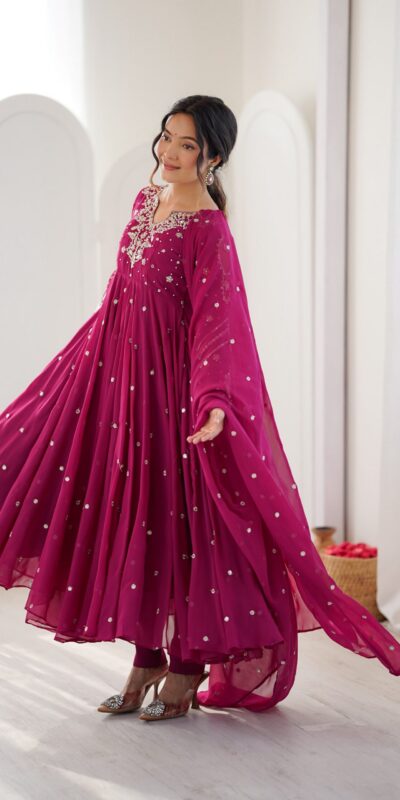 JF 056 Pink Faux Georgette Salwar Suit with Mirror Work & Embroidery Work. Get it for ₹2349. Delivery 4-6 Working Days. Shop now. | Jump Suits, Salwar suit, Casual Suits, Creative suits, Designer Suits, Palazzo Suits, Party Wear Suits, Patiala Suits, Straight Suits