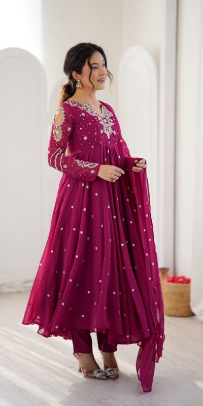 JF 056 Pink Faux Georgette Salwar Suit with Mirror Work & Embroidery Work. Get it for ₹2349. Delivery 4-6 Working Days. Shop now. | Jump Suits, Salwar suit, Casual Suits, Creative suits, Designer Suits, Palazzo Suits, Party Wear Suits, Patiala Suits, Straight Suits