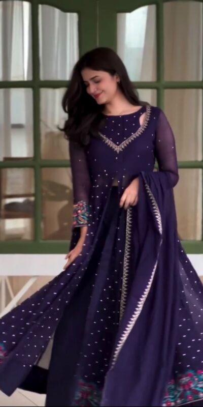 SR 1721 Purple l Faux Georgette Salwar Suit with Mirror Work & Embroidery Work. Get it for ₹2399. Delivery 4-6 Working Days. Shop now. | Jump Suits, Salwar suit, Casual Suits, Creative suits, Designer Suits, Palazzo Suits, Party Wear Suits, Patiala Suits, Straight Suits