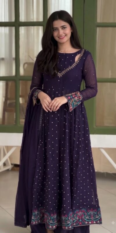 SR 1721 Purple l Faux Georgette Salwar Suit with Mirror Work & Embroidery Work. Get it for ₹2399. Delivery 4-6 Working Days. Shop now. | Jump Suits, Salwar suit, Casual Suits, Creative suits, Designer Suits, Palazzo Suits, Party Wear Suits, Patiala Suits, Straight Suits
