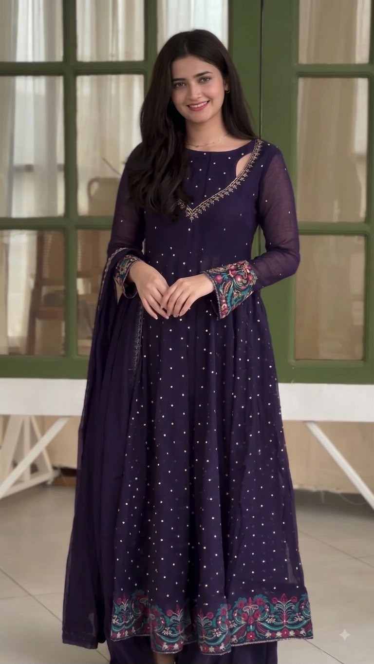 SR 1721 Purple l Faux Georgette Salwar Suit with Mirror Work & Embroidery Work. Get it for ₹2399. Delivery 4-6 Working Days. Shop now. | Jump Suits, Salwar suit, Casual Suits, Creative suits, Designer Suits, Palazzo Suits, Party Wear Suits, Patiala Suits, Straight Suits