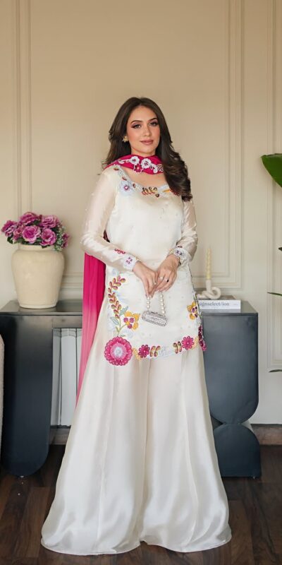 VLM 338 White Color Roman Silk Salwar Suit with Embroidery Work. Available at ₹2499 only. Delivery 4-6 Working Days. Shop now. | Jump Suits, Salwar suit, Casual Suits, Creative suits, Designer Suits, Palazzo Suits, Party Wear Suits, Patiala Suits, Straight Suits