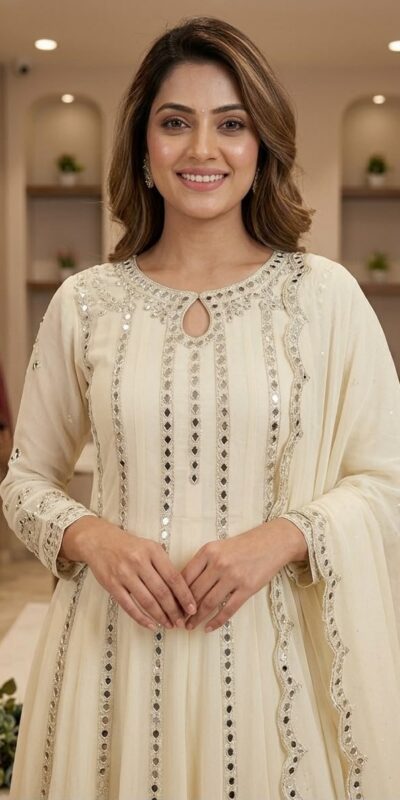 LG 2138 Cream Georgette Gown Perfect for Wedding, Party, Raksha Bandhan, Temple Visit, Onam – . Get it for ₹2899. Delivery 4-6 Working Days. Shop now | Gowns, Bollywood Gowns, Creative Gowns, Designer Gowns, Embroidered Gowns, Party Wear Gowns