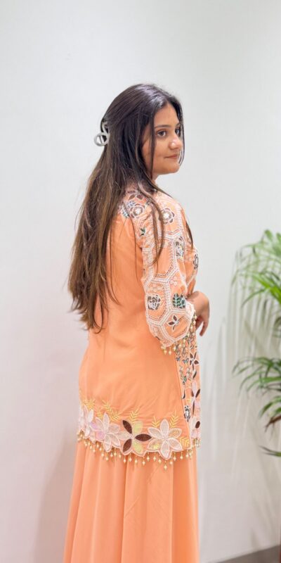 BE 492 Peach in Fox Georgette. Sequins Work & Embroidery Work Salwar Suit Special Price ₹2299. Delivery 4-6 Working Days. Shop now. | Jump Suits, Salwar suit, Casual Suits, Creative suits, Designer Suits, Palazzo Suits, Party Wear Suits, Patiala Suits, Straight Suits