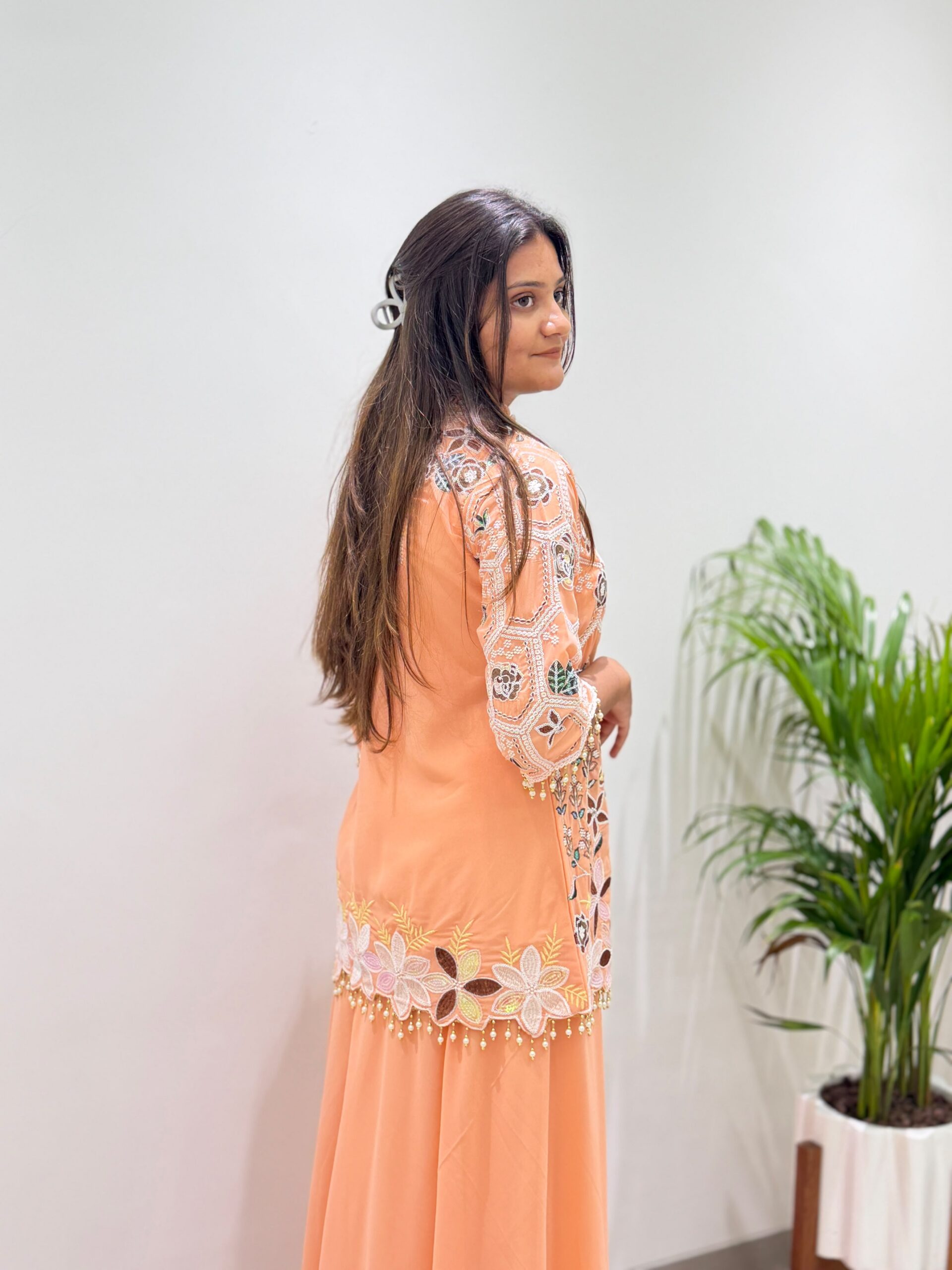 BE 492 Peach in Fox Georgette. Sequins Work & Embroidery Work Salwar Suit Special Price ₹2299. Delivery 4-6 Working Days. Shop now. | Jump Suits, Salwar suit, Casual Suits, Creative suits, Designer Suits, Palazzo Suits, Party Wear Suits, Patiala Suits, Straight Suits