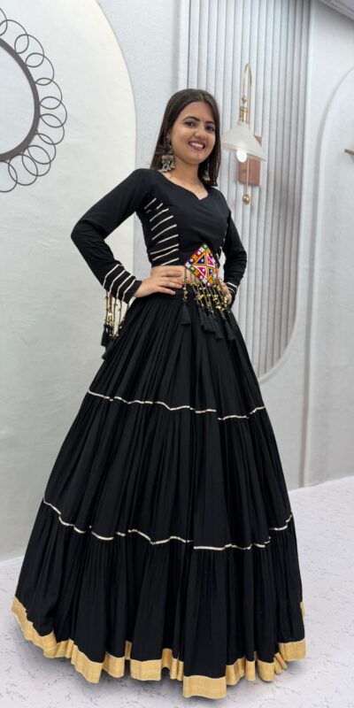 PC 597 Black in Pure Cotton Mirror Work & Gamthi Work Lehenga Choli . Exclusive Offer ₹2899. Delivery 4-6 Working Days. Shop now. | Lehenga, Bollywood Lehenga, Creative Lehenga, Designer Lehenga, Embroidered Lehenga, Party Wear Lehenga