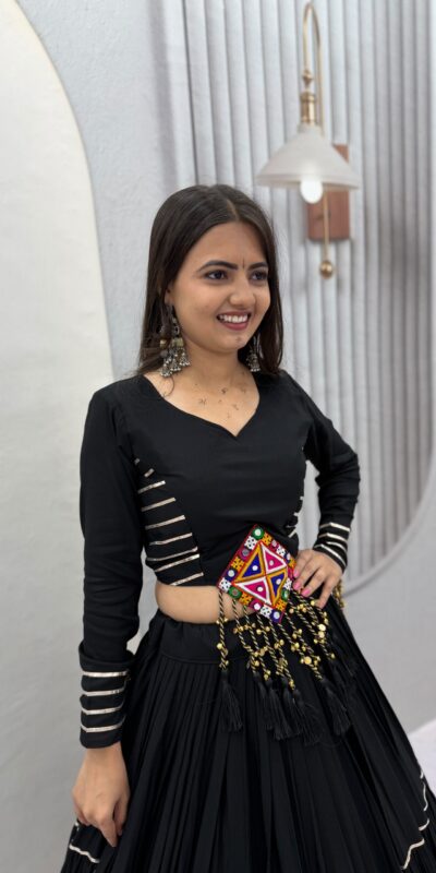 PC 597 Black in Pure Cotton Mirror Work & Gamthi Work Lehenga Choli . Exclusive Offer ₹2899. Delivery 4-6 Working Days. Shop now. | Lehenga, Bollywood Lehenga, Creative Lehenga, Designer Lehenga, Embroidered Lehenga, Party Wear Lehenga
