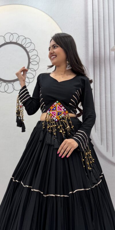 PC 597 Black in Pure Cotton Mirror Work & Gamthi Work Lehenga Choli . Exclusive Offer ₹2899. Delivery 4-6 Working Days. Shop now. | Lehenga, Bollywood Lehenga, Creative Lehenga, Designer Lehenga, Embroidered Lehenga, Party Wear Lehenga
