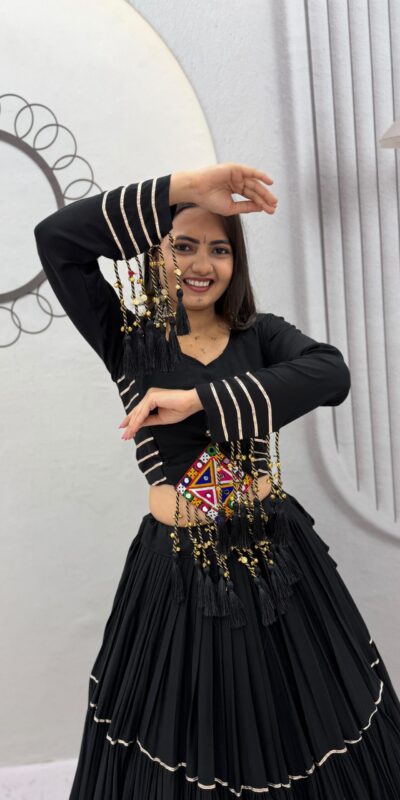 PC 597 Black in Pure Cotton Mirror Work & Gamthi Work Lehenga Choli . Exclusive Offer ₹2899. Delivery 4-6 Working Days. Shop now. | Lehenga, Bollywood Lehenga, Creative Lehenga, Designer Lehenga, Embroidered Lehenga, Party Wear Lehenga