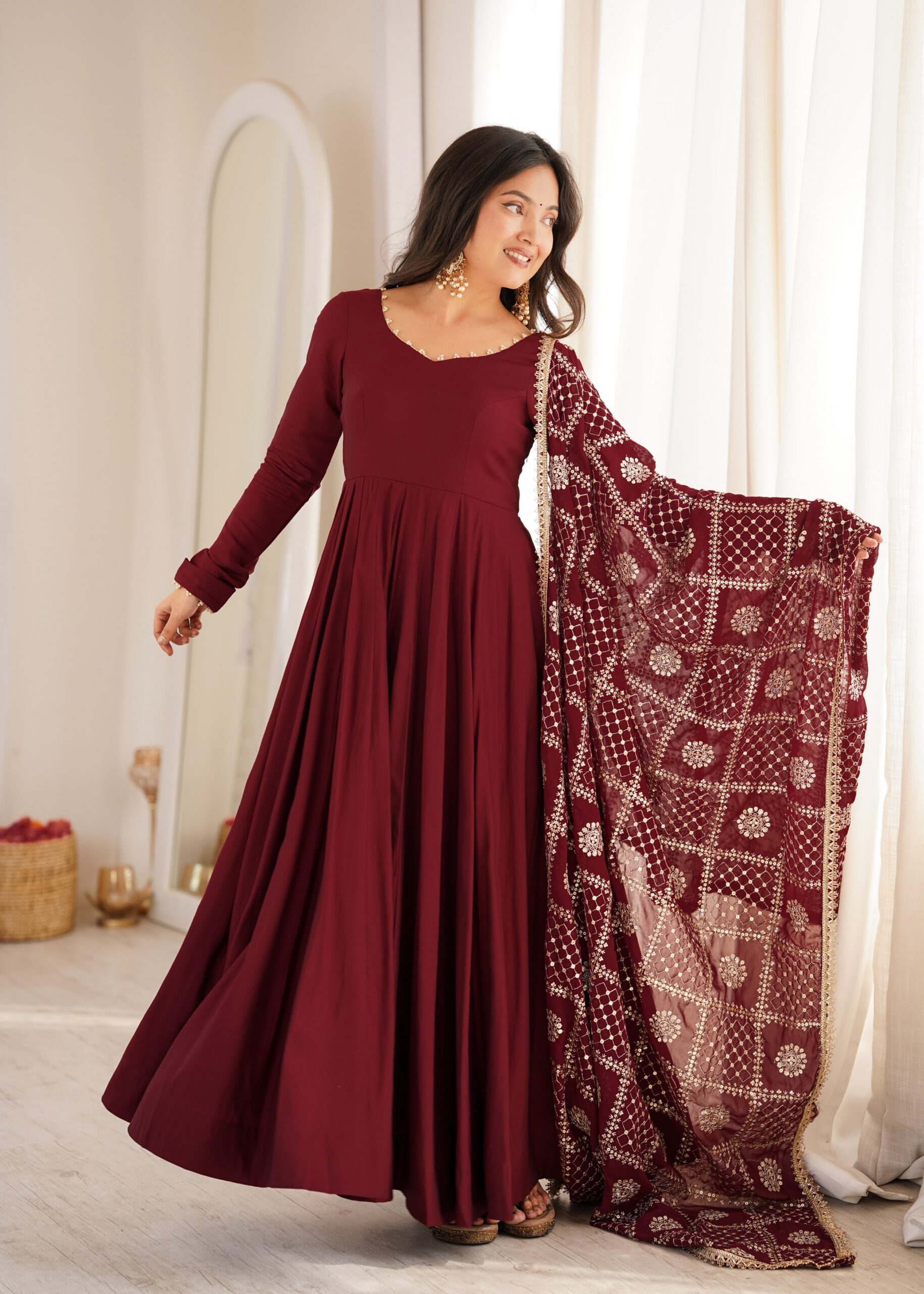 KB 313 Marooni Anarkali Suit with Thread Embroidery & Embroidery Work. Special Price ₹2299. Delivery 4-6 Working Days. Shop now. | Anarkali Suits, Bollywood Anarkali, Creative-Anarkali, Designer Anarkali, Embroidered Anarkali, Party Wear Anarkali