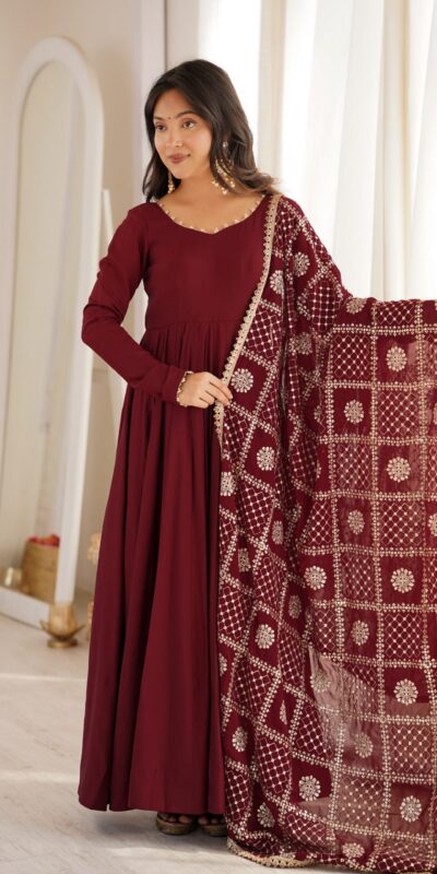 KB 313 Marooni Anarkali Suit with Thread Embroidery & Embroidery Work. Special Price ₹2299. Delivery 4-6 Working Days. Shop now. | Anarkali Suits, Bollywood Anarkali, Creative-Anarkali, Designer Anarkali, Embroidered Anarkali, Party Wear Anarkali