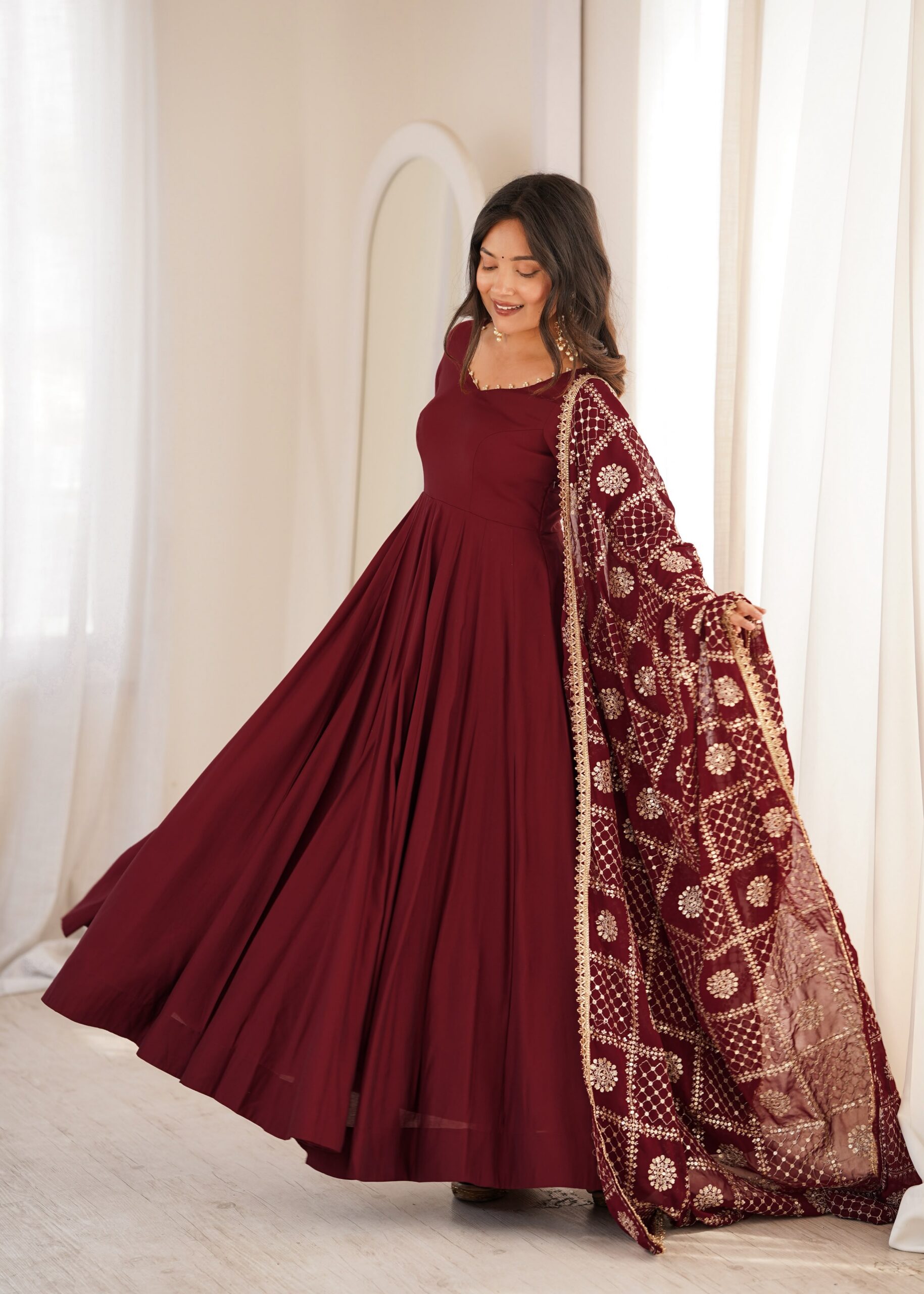 KB 313 Marooni Anarkali Suit with Thread Embroidery & Embroidery Work. Special Price ₹2299. Delivery 4-6 Working Days. Shop now. | Anarkali Suits, Bollywood Anarkali, Creative-Anarkali, Designer Anarkali, Embroidered Anarkali, Party Wear Anarkali