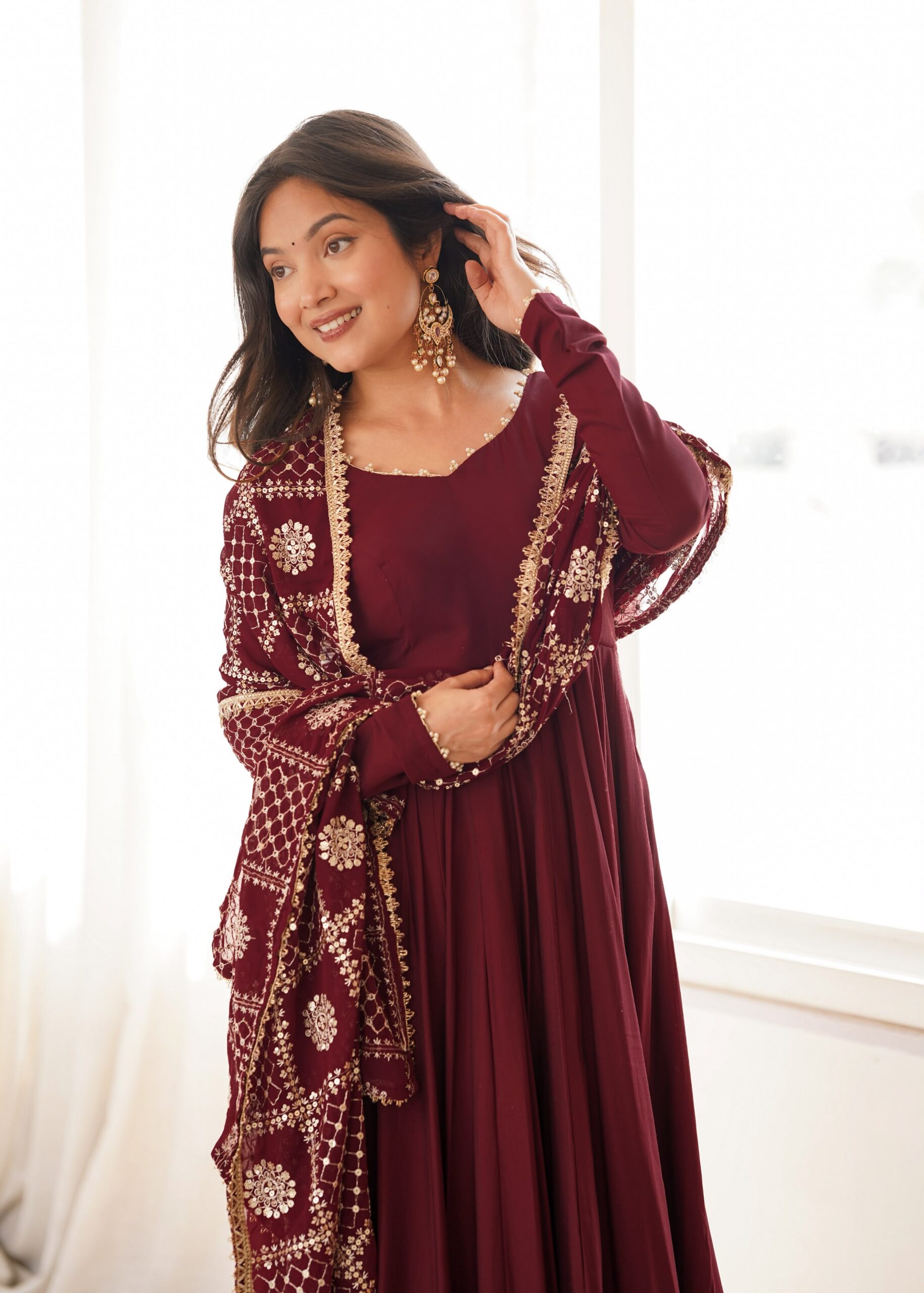 KB 313 Marooni Anarkali Suit with Thread Embroidery & Embroidery Work. Special Price ₹2299. Delivery 4-6 Working Days. Shop now. | Anarkali Suits, Bollywood Anarkali, Creative-Anarkali, Designer Anarkali, Embroidered Anarkali, Party Wear Anarkali