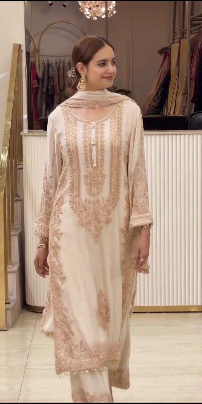 SR 1716 Off White Colour Faux Georgette Salwar Suit with Lace Work. Introductory Price ₹2449. Delivery 4-6 Working Days. Shop now. | Jump Suits, Salwar suit, Casual Suits, Creative suits, Designer Suits, Palazzo Suits, Party Wear Suits, Patiala Suits, Straight Suits