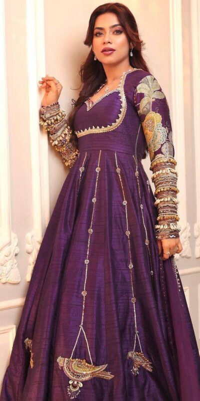 ST 1039 in Purple Blooming Vichitra Zari Work & Embroidery Work Gown . Festive Deal ₹2399. Delivery 4-6 Working Days. Shop now. | Gowns, Bollywood Gowns, Creative Gowns, Designer Gowns, Embroidered Gowns, Party Wear Gowns