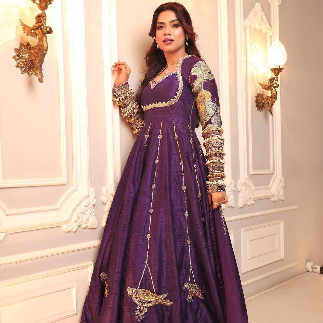 ST 1039 in Purple Blooming Vichitra Zari Work & Embroidery Work Gown . Festive Deal ₹2399. Delivery 4-6 Working Days. Shop now. | Gowns, Bollywood Gowns, Creative Gowns, Designer Gowns, Embroidered Gowns, Party Wear Gowns