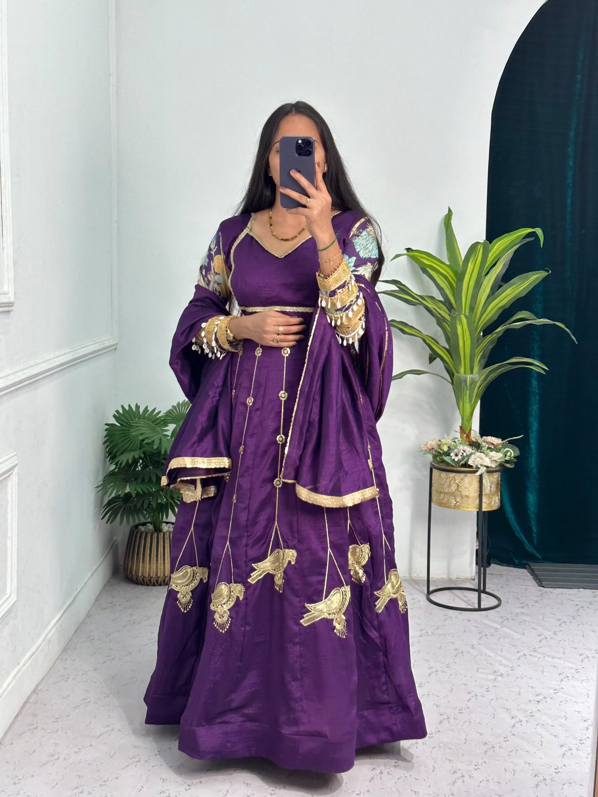 ST 1039 in Purple Blooming Vichitra Zari Work & Embroidery Work Gown . Festive Deal ₹2399. Delivery 4-6 Working Days. Shop now. | Gowns, Bollywood Gowns, Creative Gowns, Designer Gowns, Embroidered Gowns, Party Wear Gowns