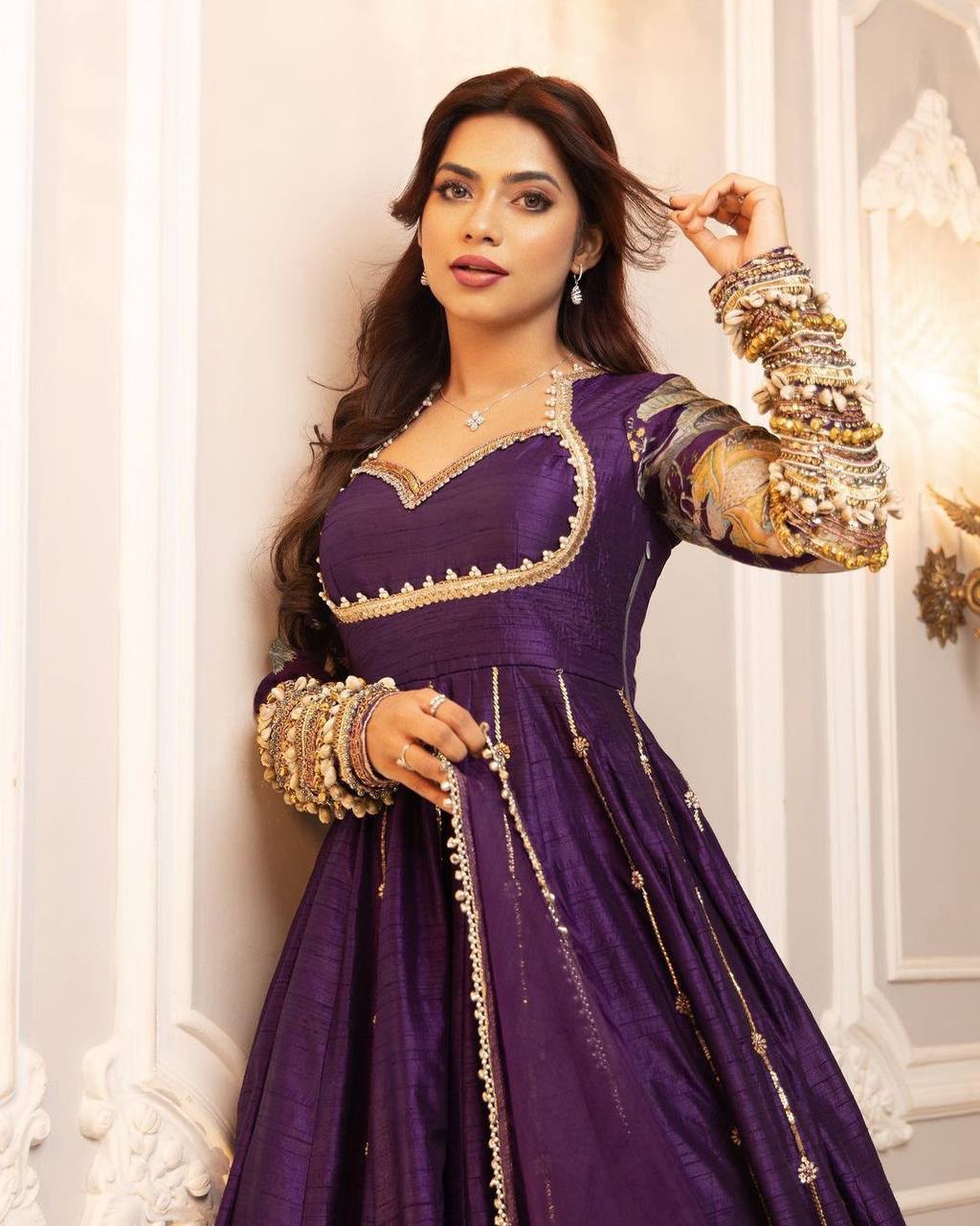 ST 1039 in Purple Blooming Vichitra Zari Work & Embroidery Work Gown . Festive Deal ₹2399. Delivery 4-6 Working Days. Shop now. | Gowns, Bollywood Gowns, Creative Gowns, Designer Gowns, Embroidered Gowns, Party Wear Gowns