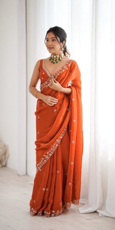 SP 61 Rust Color Fendy Silk Saree With Sequins Work. Wedding, Party, Festive, Events Get it for ₹2149. Delivery 4-6 Working Days. Online Best Shop now. | Sarees, Bollywood Sarees, Creative Sarees, Designer Sarees, Embroidered Sarees, Ethnic Saree, Modern Digital sarees, Party Wear Sarees