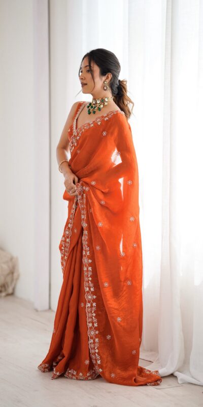 SP 61 Rust Color Fendy Silk Saree With Sequins Work. Wedding, Party, Festive, Events Get it for ₹2149. Delivery 4-6 Working Days. Online Best Shop now. | Sarees, Bollywood Sarees, Creative Sarees, Designer Sarees, Embroidered Sarees, Ethnic Saree, Modern Digital sarees, Party Wear Sarees