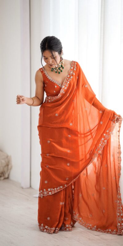 SP 61 Rust Color Fendy Silk Saree With Sequins Work. Wedding, Party, Festive, Events Get it for ₹2149. Delivery 4-6 Working Days. Online Best Shop now. | Sarees, Bollywood Sarees, Creative Sarees, Designer Sarees, Embroidered Sarees, Ethnic Saree, Modern Digital sarees, Party Wear Sarees