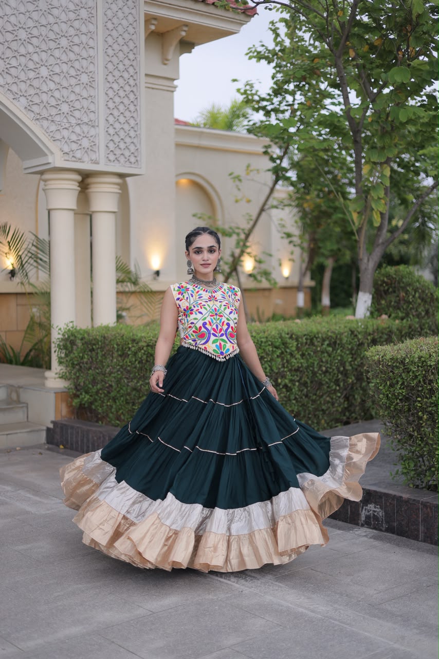 KA 5071 Teal Colour Rayon Embroidery Work & Cowrie Work Lehenga Choli . Grab it for ₹2849. Delivery 4-6 Working Days. Shop now. | Lehenga, Bollywood Lehenga, Creative Lehenga, Designer Lehenga, Embroidered Lehenga, Party Wear Lehenga