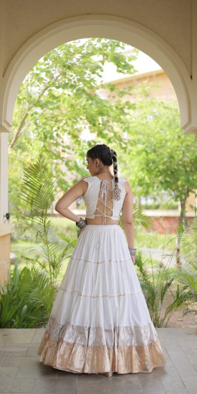 KA 5071 White Rayon Embroidery Work & Cowrie Work Lehenga Choli . Grab it for ₹2849. Delivery 4-6 Working Days. Shop now. | Lehenga, Bollywood Lehenga, Creative Lehenga, Designer Lehenga, Embroidered Lehenga, Party Wear Lehenga