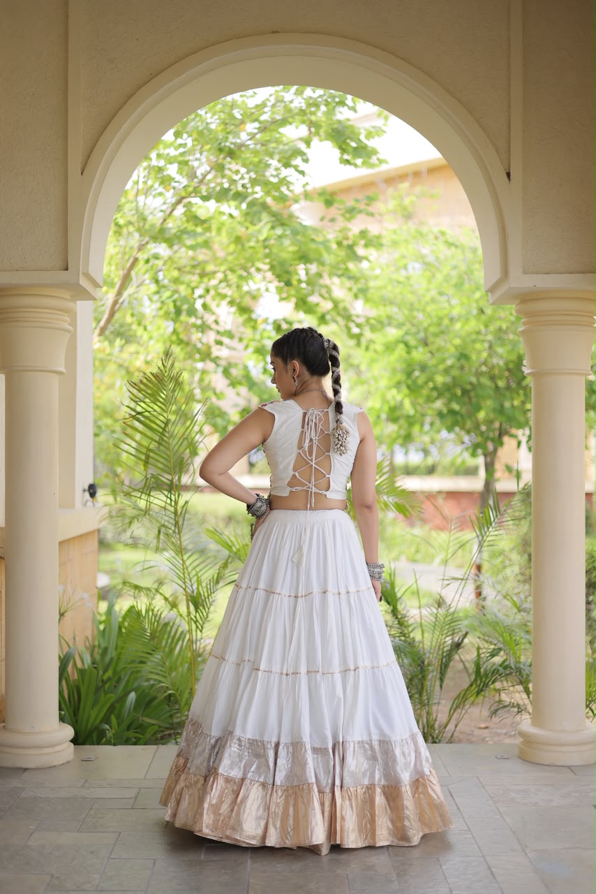 KA 5071 White Rayon Embroidery Work & Cowrie Work Lehenga Choli . Grab it for ₹2849. Delivery 4-6 Working Days. Shop now. | Lehenga, Bollywood Lehenga, Creative Lehenga, Designer Lehenga, Embroidered Lehenga, Party Wear Lehenga