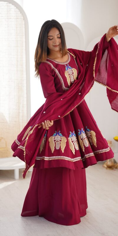 NSR 916 Maroon Roman Silk Salwar Suit with Sequins Work & Embroidery Work. Available at ₹2399 only. Delivery 4-6 Working Days. Shop now. | Jump Suits, Salwar suit, Casual Suits, Creative suits, Designer Suits, Palazzo Suits, Party Wear Suits, Patiala Suits, Straight Suits