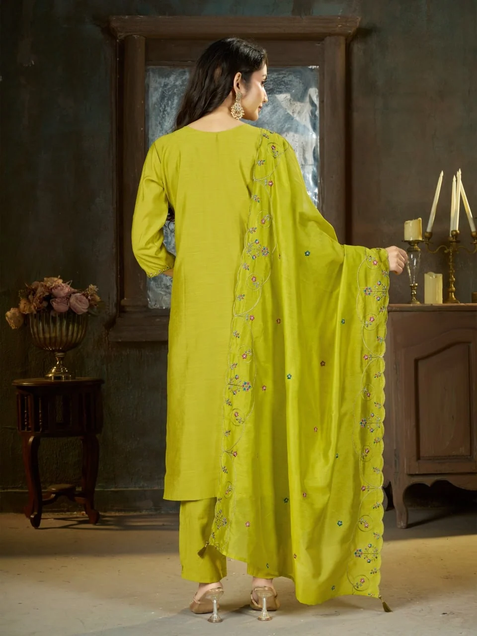 DIVA 177 Light Green Thread Embroidery & Embroidery Work Salwar Suit in Brown Marina Silk. Now at just ₹2399. Delivery 4-6 Working Days. Shop now. | Jump Suits, Salwar suit, Casual Suits, Creative suits, Designer Suits, Palazzo Suits, Party Wear Suits, Patiala Suits, Straight Suits