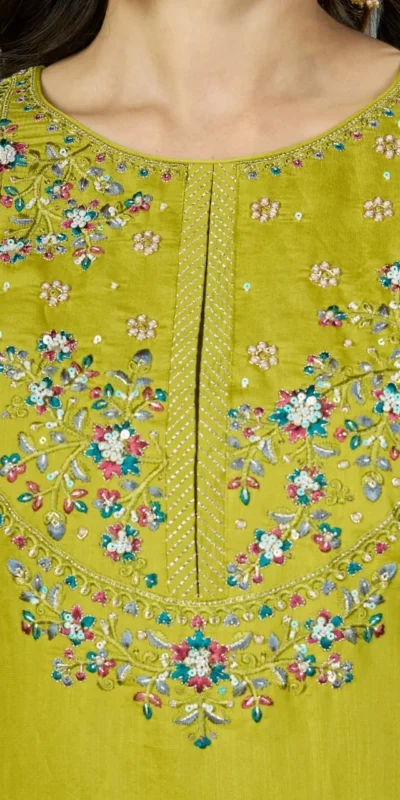 DIVA 177 Light Green Thread Embroidery & Embroidery Work Salwar Suit in Brown Marina Silk. Now at just ₹2399. Delivery 4-6 Working Days. Shop now. | Jump Suits, Salwar suit, Casual Suits, Creative suits, Designer Suits, Palazzo Suits, Party Wear Suits, Patiala Suits, Straight Suits
