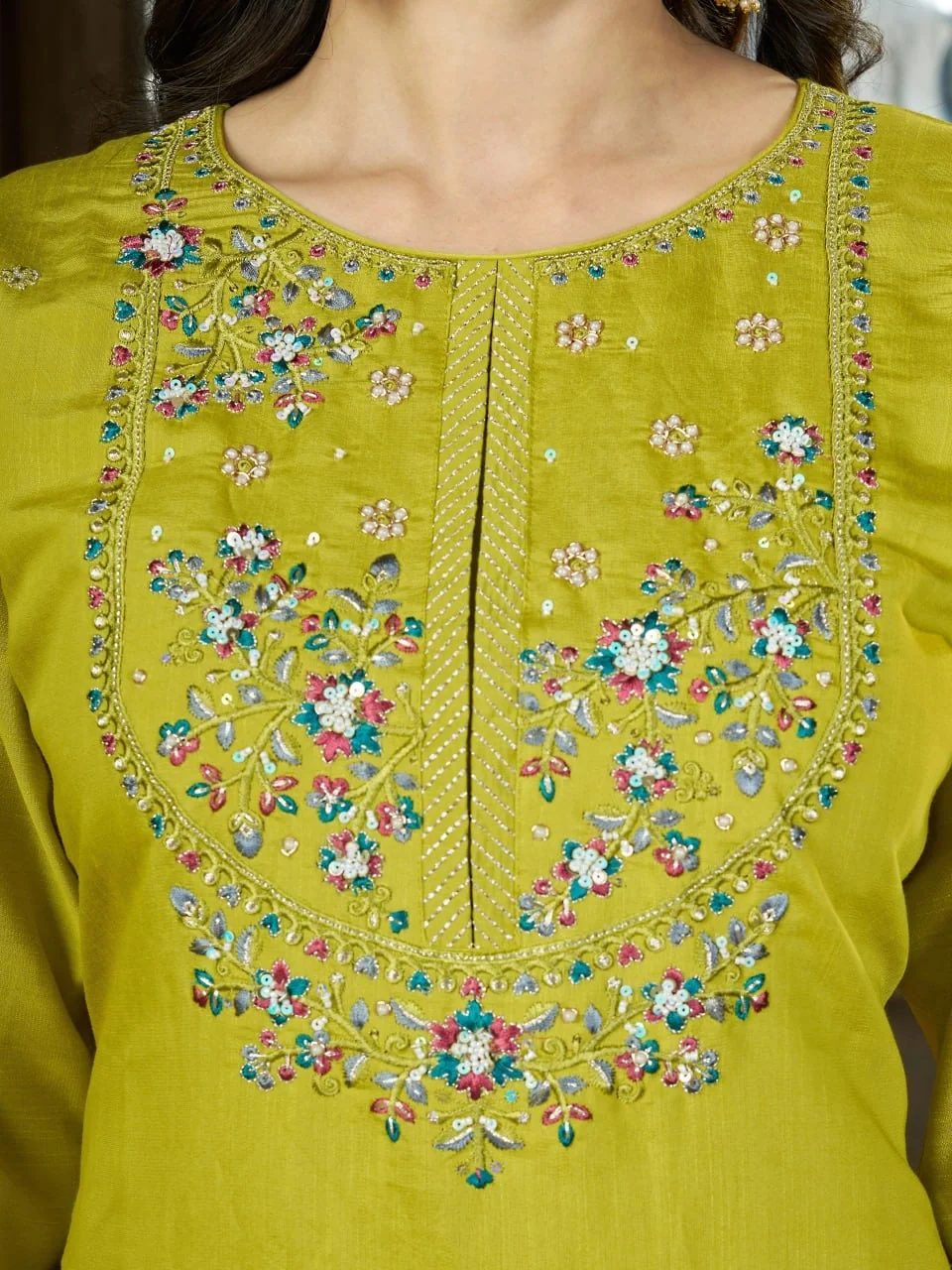 DIVA 177 Light Green Thread Embroidery & Embroidery Work Salwar Suit in Brown Marina Silk. Now at just ₹2399. Delivery 4-6 Working Days. Shop now. | Jump Suits, Salwar suit, Casual Suits, Creative suits, Designer Suits, Palazzo Suits, Party Wear Suits, Patiala Suits, Straight Suits